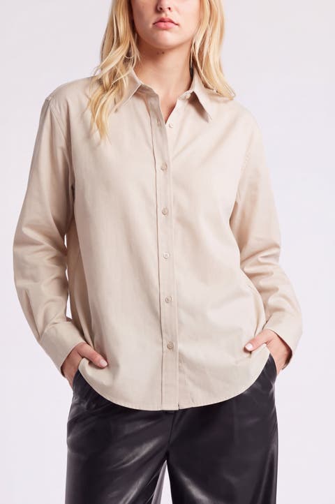Tailored Long Sleeve Organic Cotton Button-Up Shirt