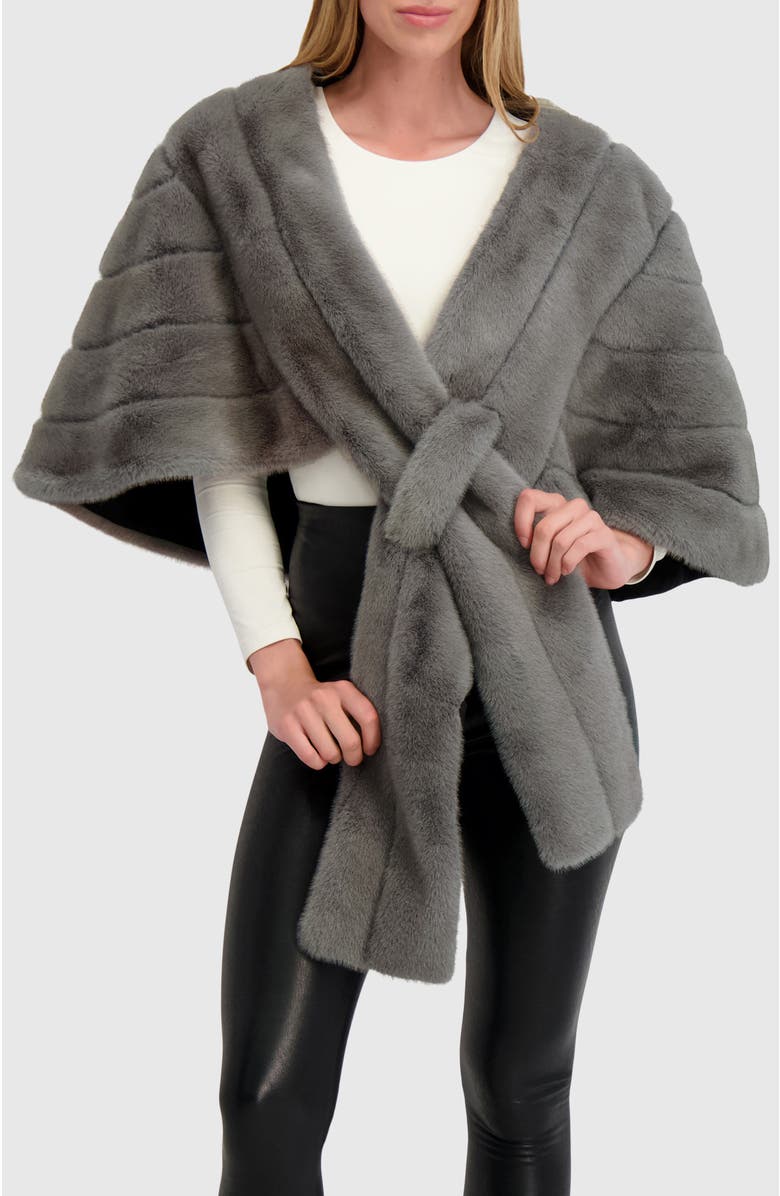 Lyla Grant Fur-Free Mink (Faux Fur) Stole, Alternate, color, Dark Gray