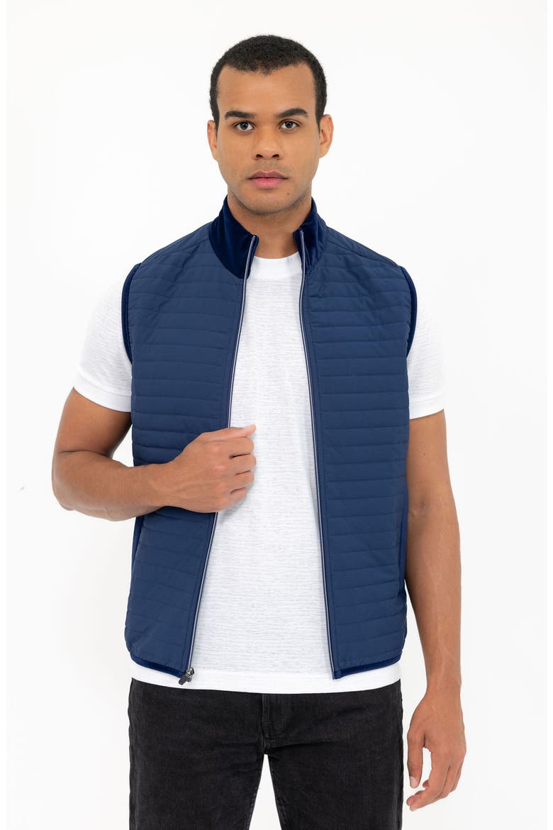 Channel Quilt Zip Vest, Alternate, color, NAVY