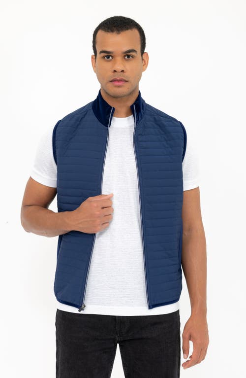 Pino By Pinoporte Channel Quilt Zip Vest In Navy