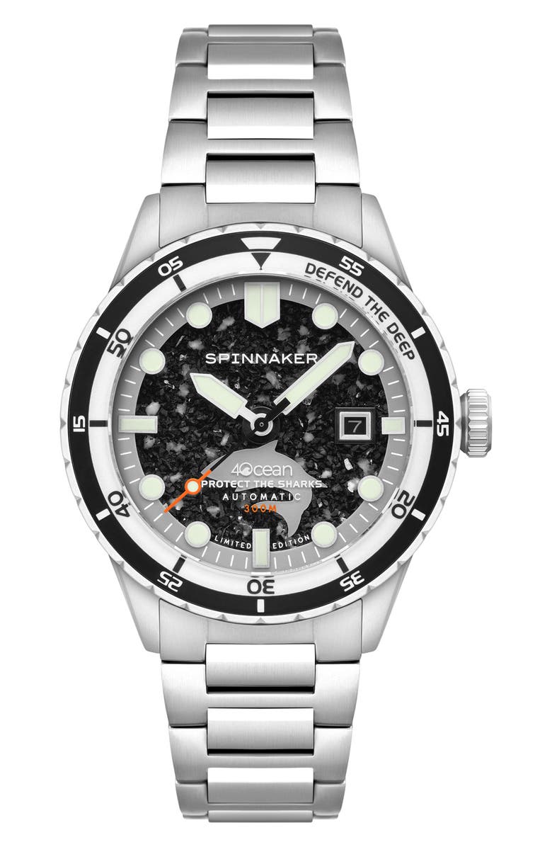 SPINNAKER x 4ocean Hass Sharks Limited Edition Automatic Bracelet Watch, 43mm, Main, color, 