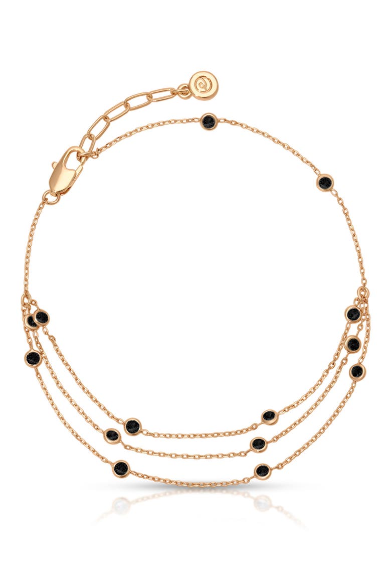 Fine Details Cubic Zirconia Anklet, Main, color, BLACK