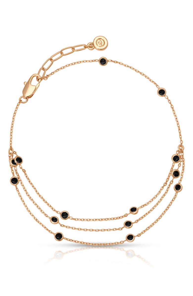 Ettika Fine Details Cubic Zirconia Anklet, Main, color, Black