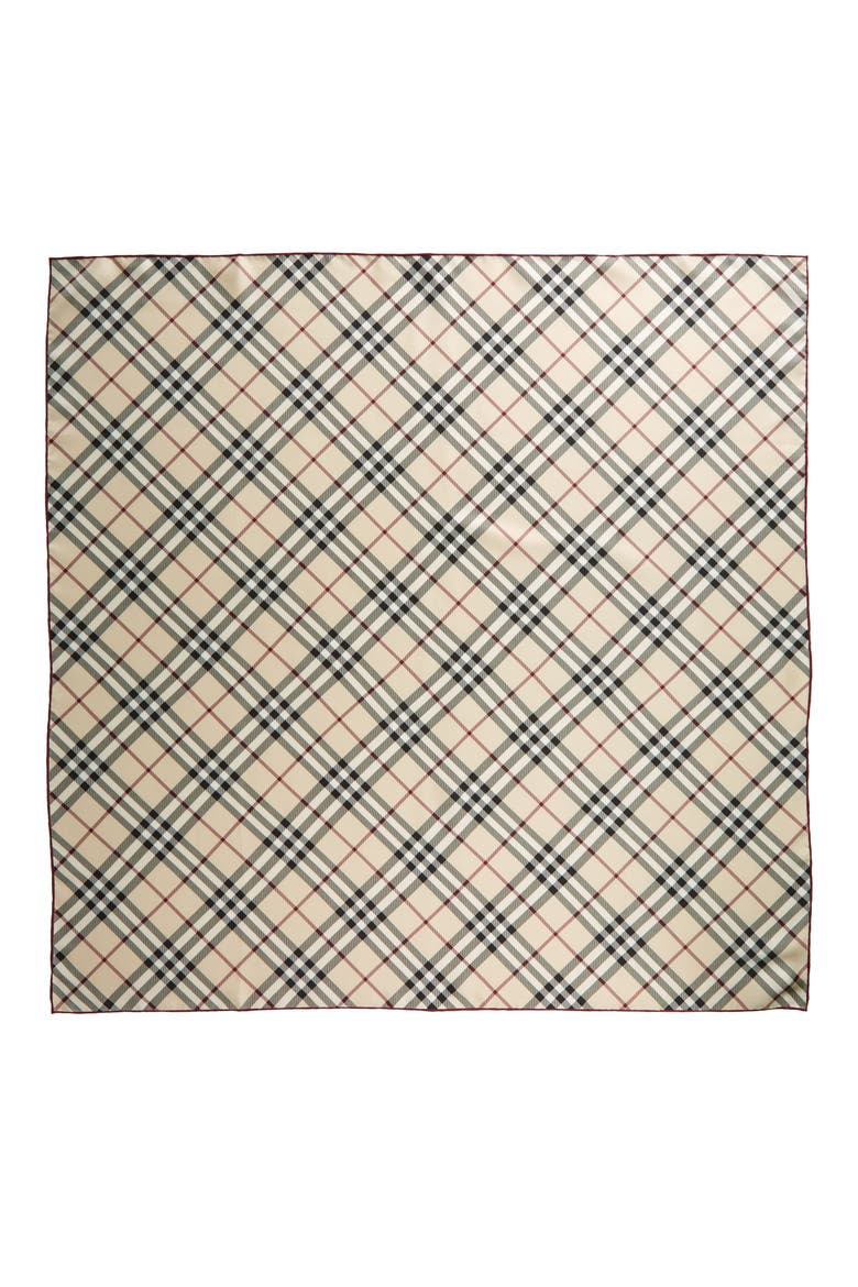 Check Silk Twill Scarf Scarf, Main, color, STONE