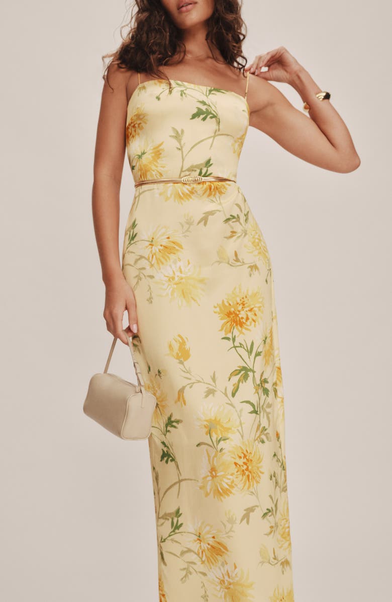 Reformation Frankie Floral Silk Maxi Dress, Alternate, color, 
