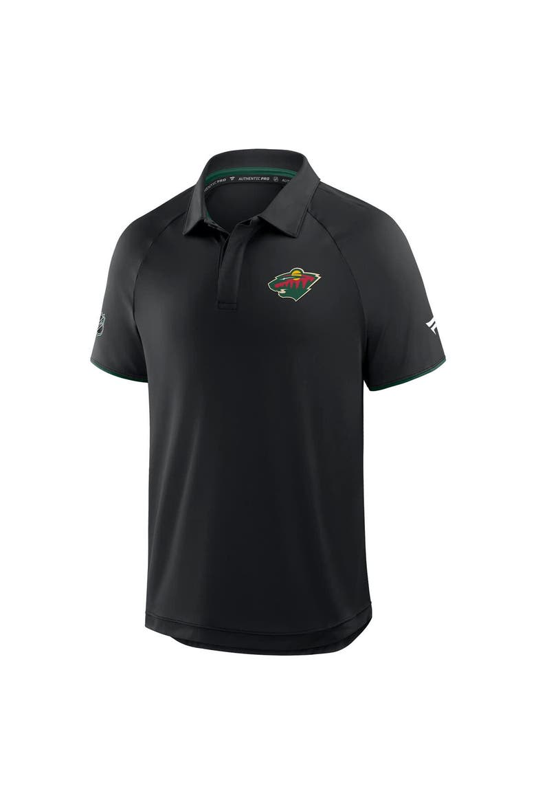 Men's Fanatics Black Minnesota Wild Authentic Pro Rink Raglan Polo, Alternate, color, Black