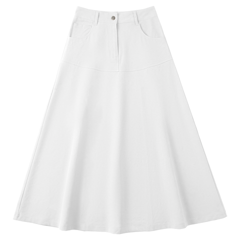 Flare Side Pocket Zip Front Midi Skirt