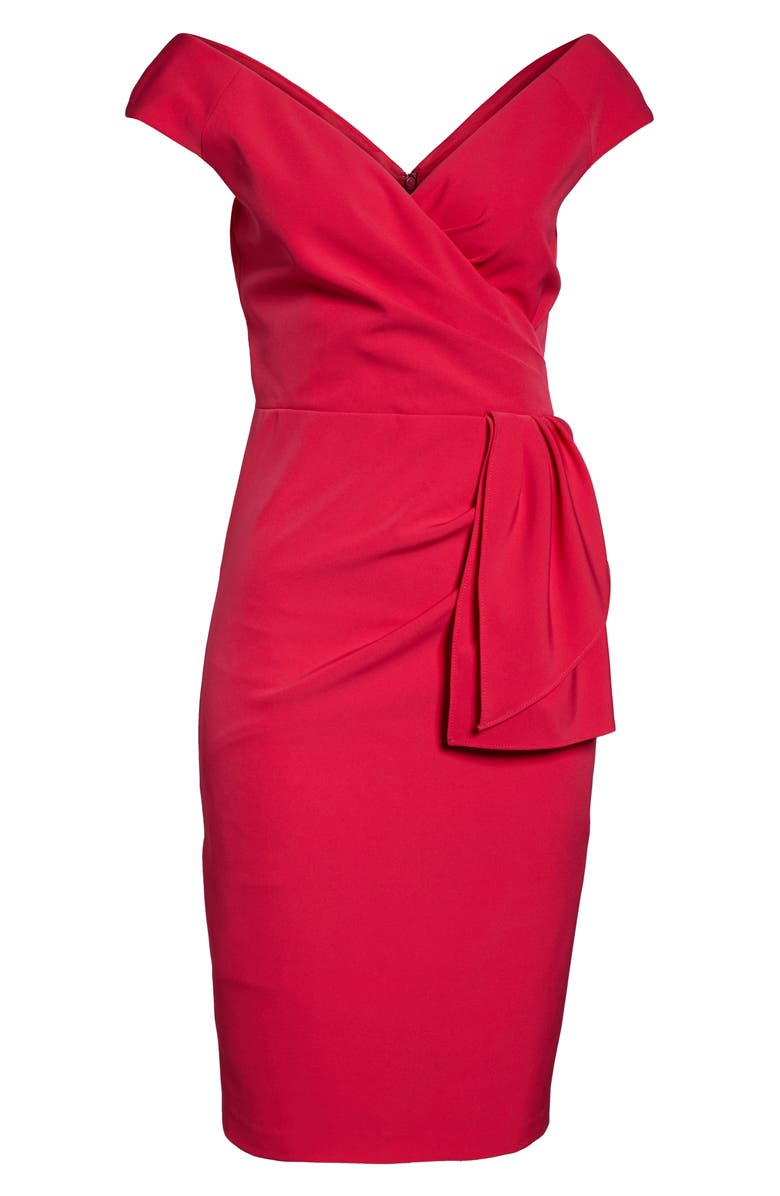 Eliza J Drape Crepe Sheath Dress, Alternate, color,