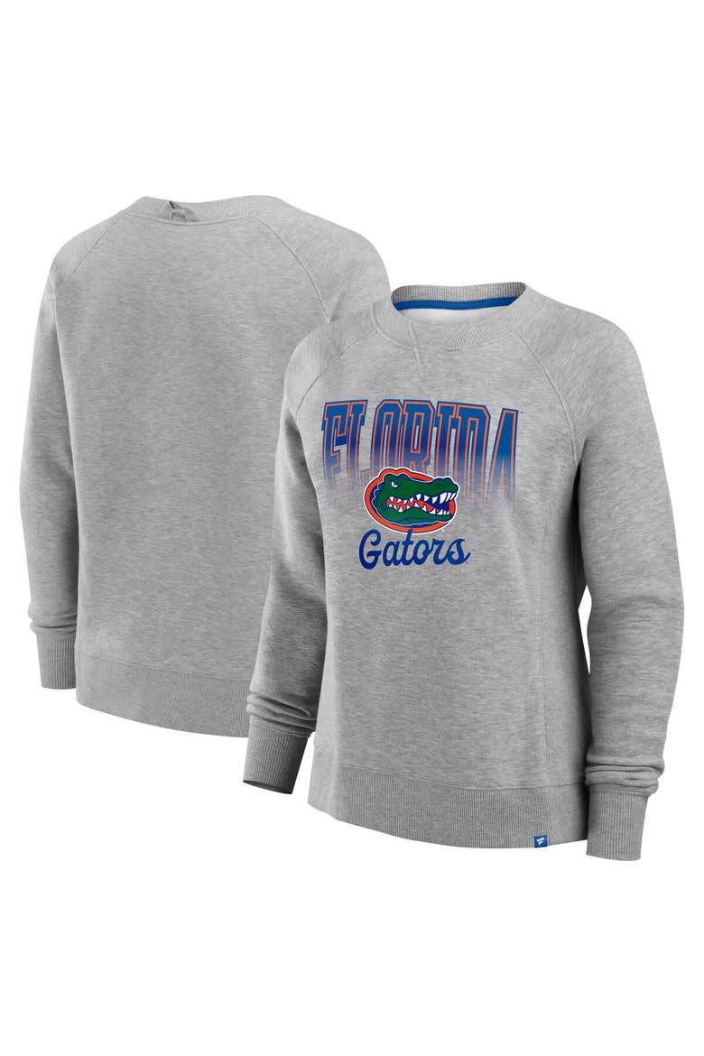 Women's Fanatics Heather Gray Florida Gators Training Camp Hit Hard Fleece Pullover Sweatshirt, Main, color, Heather Gray