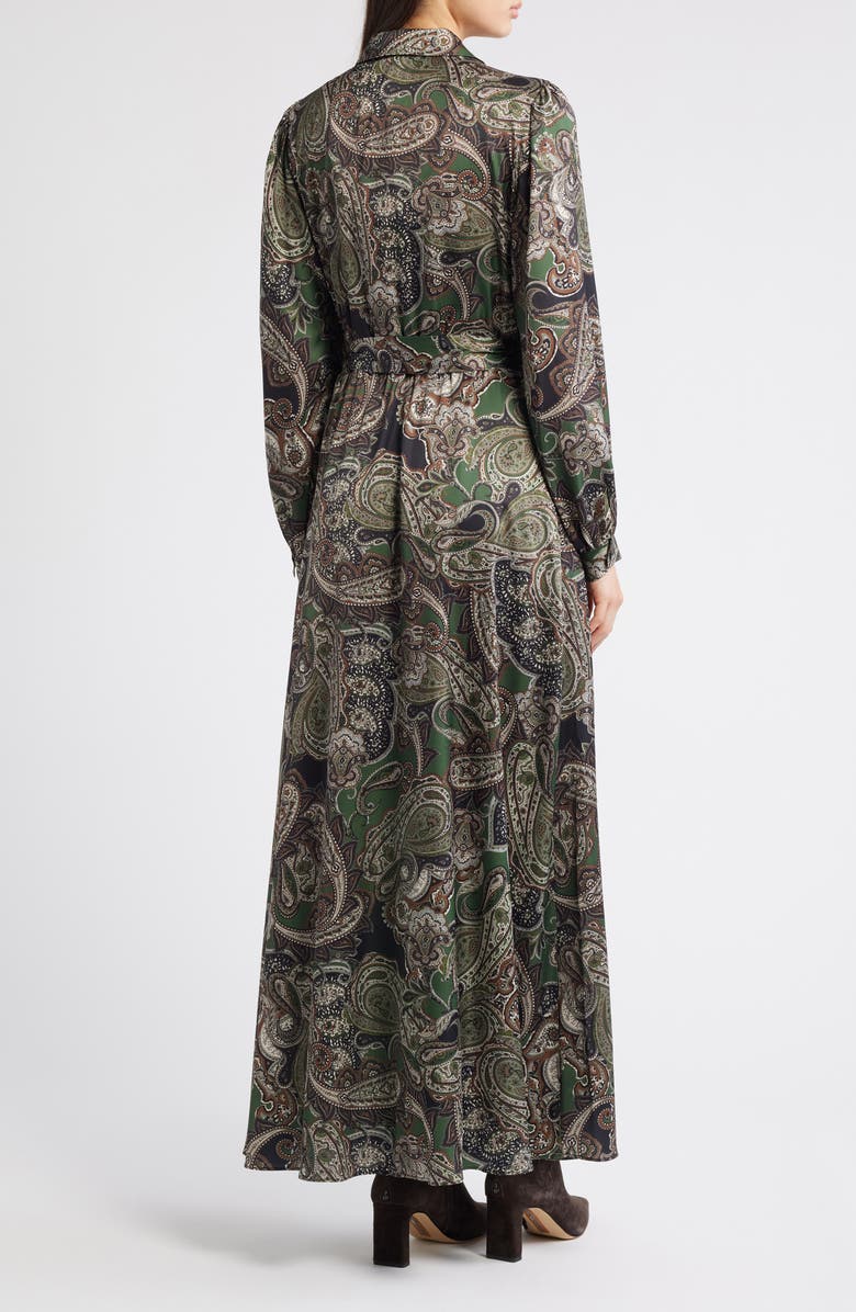 Julia Jordan Paisley Long Sleeve Maxi Shirtdress, Alternate, color, Green Multi