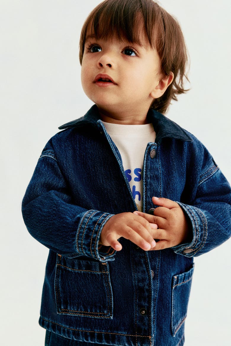 Denim Jacket With Corduroy Collar, Alternate, color, Dark denim blue