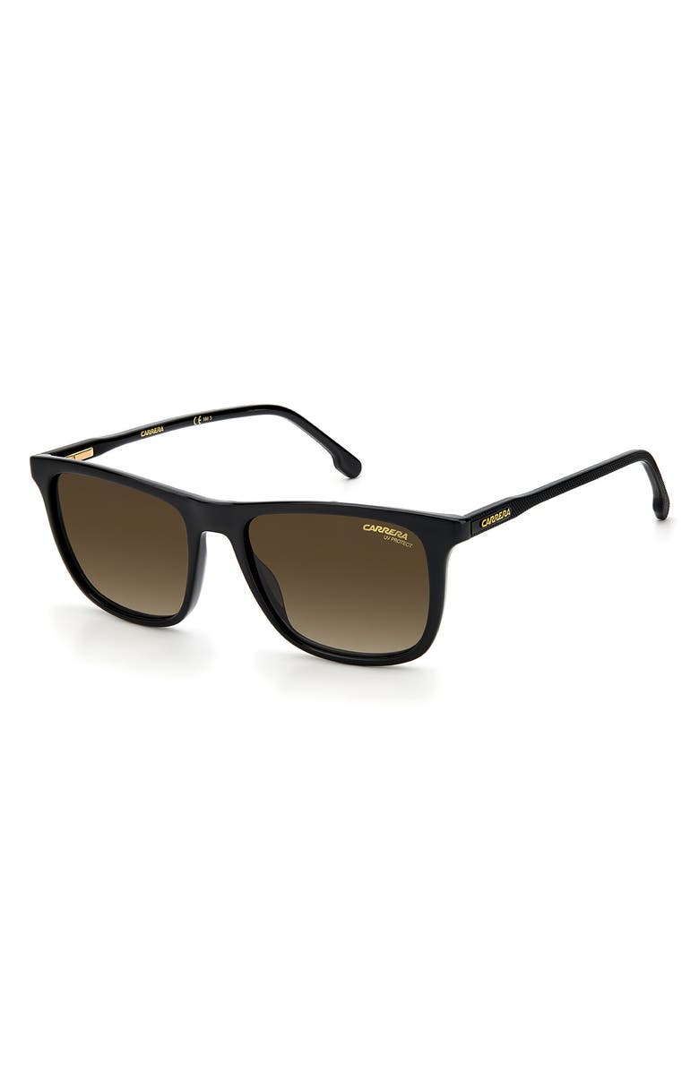 Carrera Eyewear 53mm Rectangular Sunglasses, Alternate, color, Black