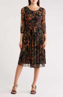 Connected Apparel Elbow Length Sleeve Mesh Dress