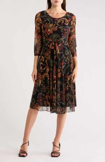 Connected Apparel Elbow Length Sleeve Mesh Dress