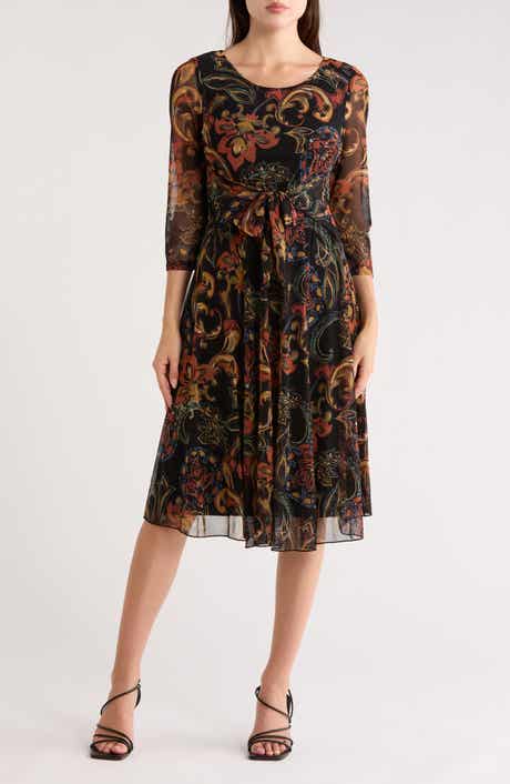 Connected Apparel Elbow Length Sleeve Mesh Dress