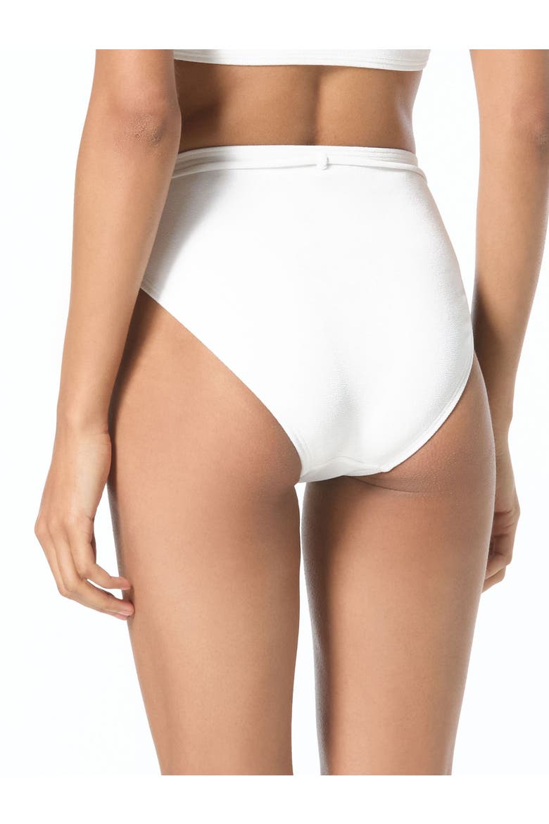Oval Link Crepe Solids High Waist Swim Bottom, Alternate, color, White