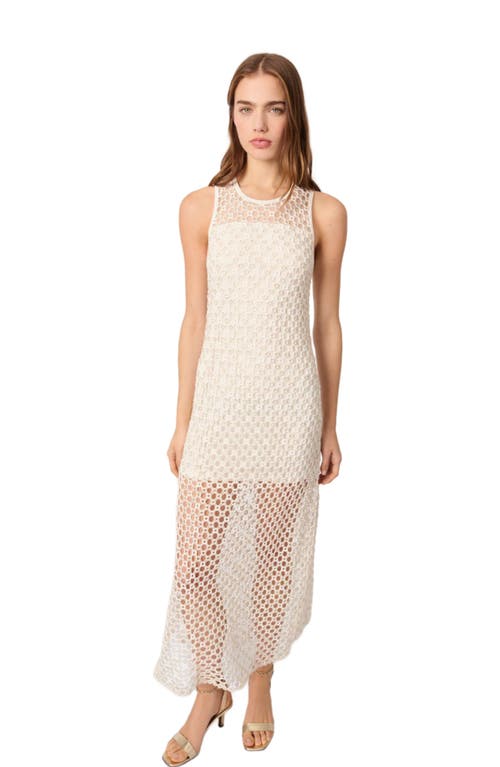 Maje Resille Open-knit Midi Dress In White
