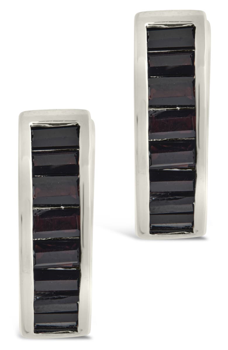 Sterling Forever Joelle Cubic Zirconia Hoop Earrings, Alternate, color,