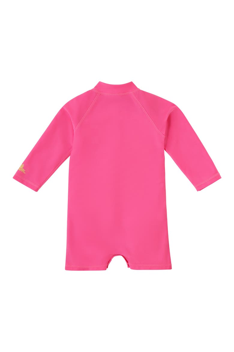 Long Sleeve Swim Romper, Alternate, color, Neon Checkers