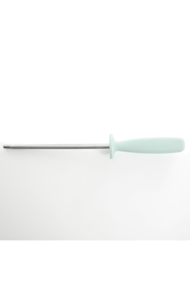 Kenmore Kane 14 Piece Stainless Steel Cutlery Set in Glacier with Rubber Wood Block, Alternate, color, Glacier Blue