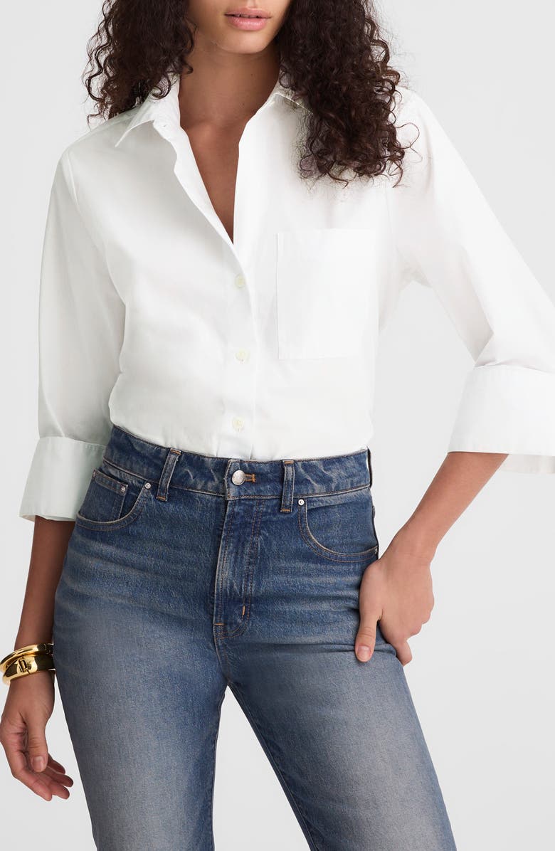 Madewell Easy Y-Neck Poplin Button-Up Shirt, Main, color,