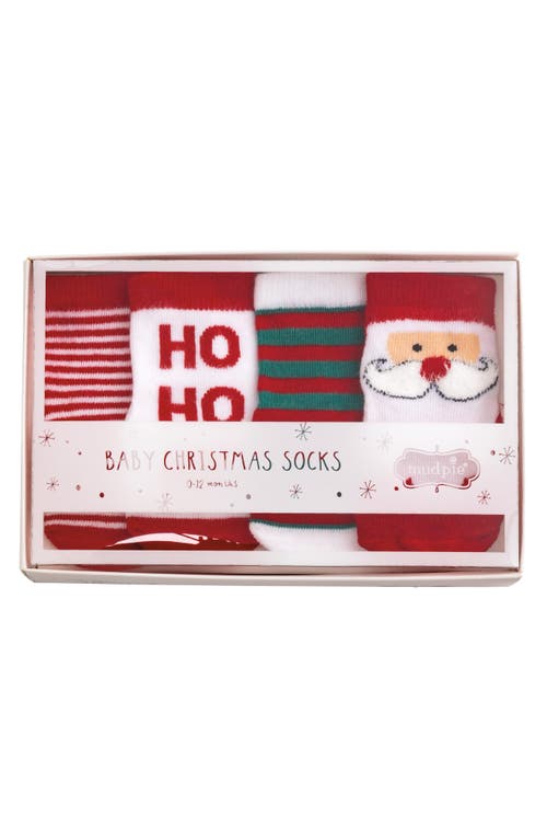 Mud Pie Assorted 4-pack Christmas Socks In Red