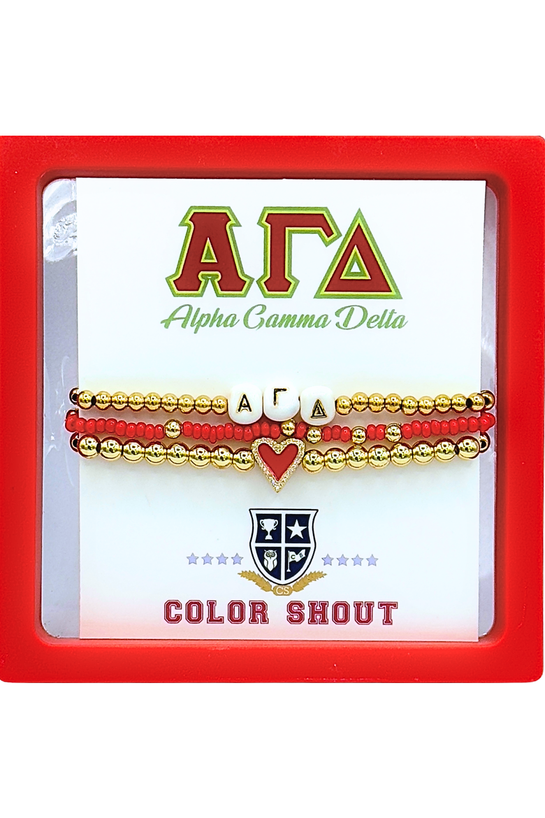 Alpha Gamma Detla Love My Sorority Bracelet Stack, Alternate, color, Yellow Gold