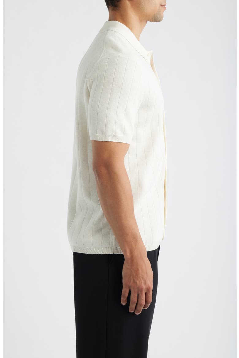 Piazza Rib Cotton & Linen Full Button Cardigan, Alternate, color, IVORY
