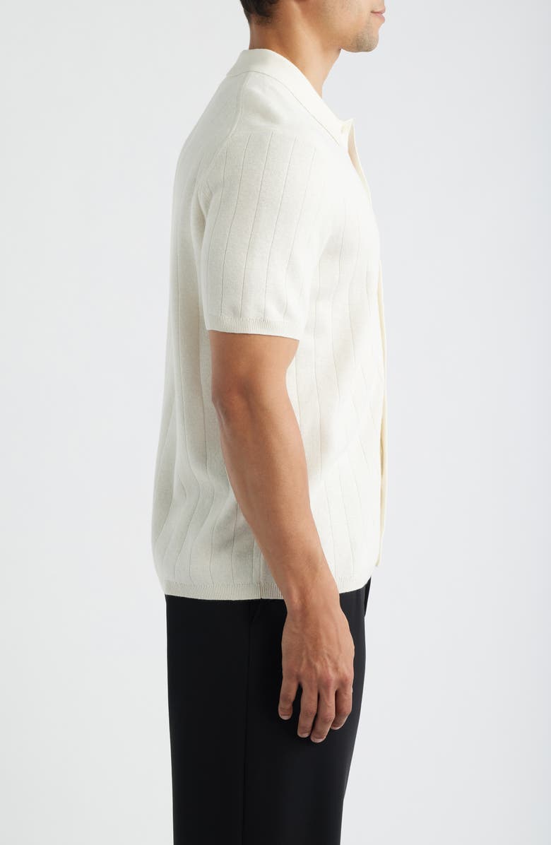 Reigning Champ Piazza Rib Cotton & Linen Full Button Cardigan, Alternate, color, Ivory