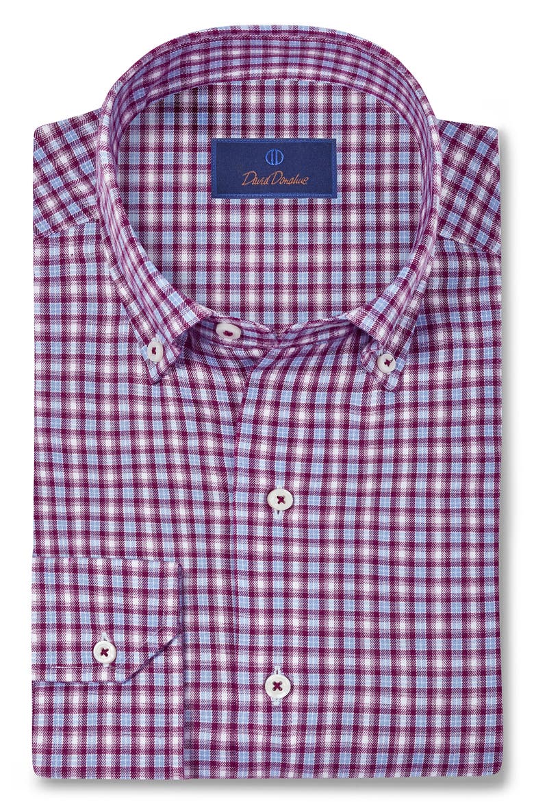 Gingham Performance Sport Shirt, Main, color, SKY/ MERLOT