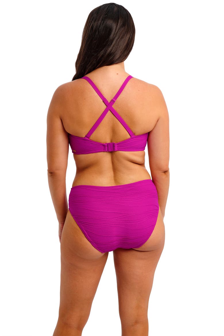 Beach Waves Mid Rise Bikini Bottoms, Alternate, color, BRIGHT FUCHSIA