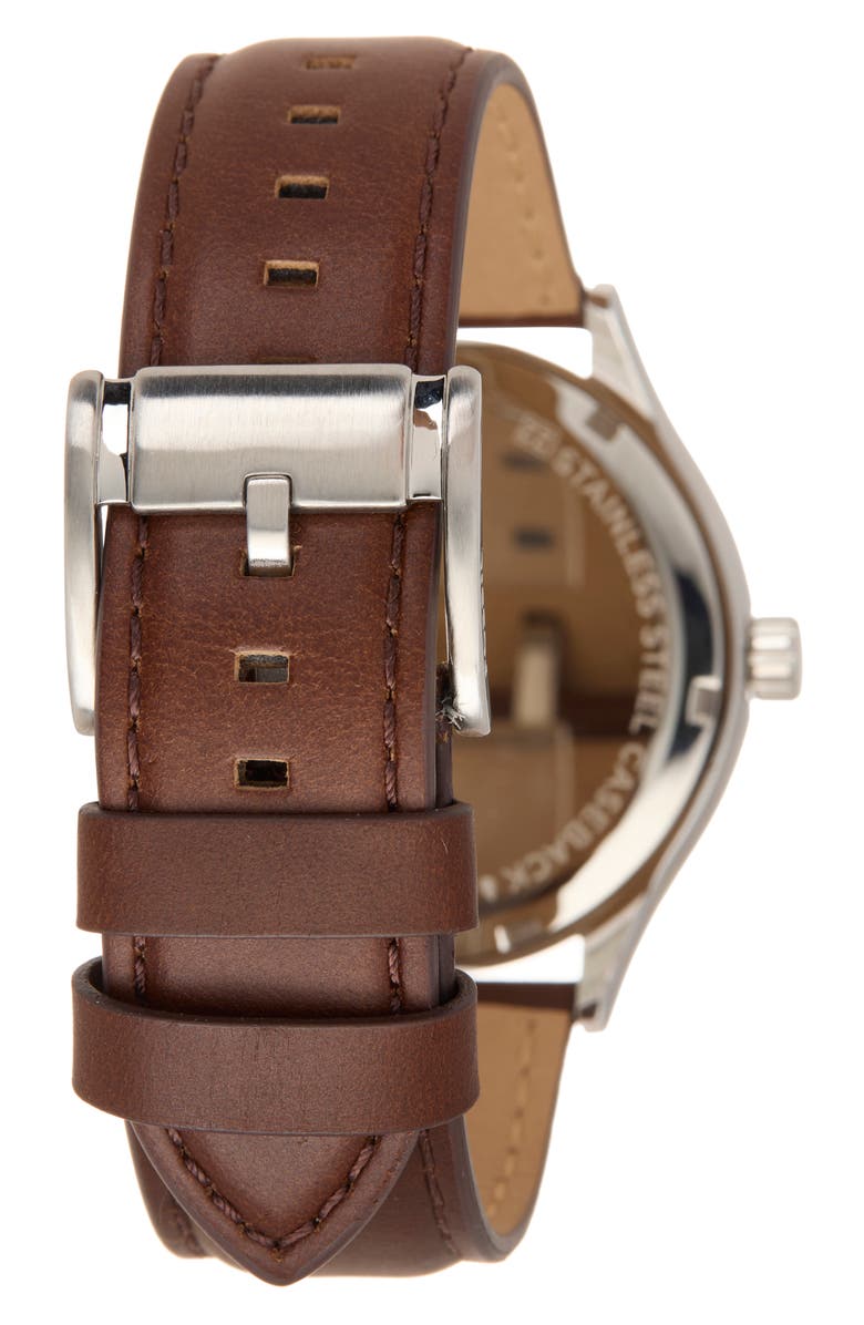 Fossil Fenmore Three-Hand Quartz Leather Strap Watch, 44mm, Alternate, color, Silver