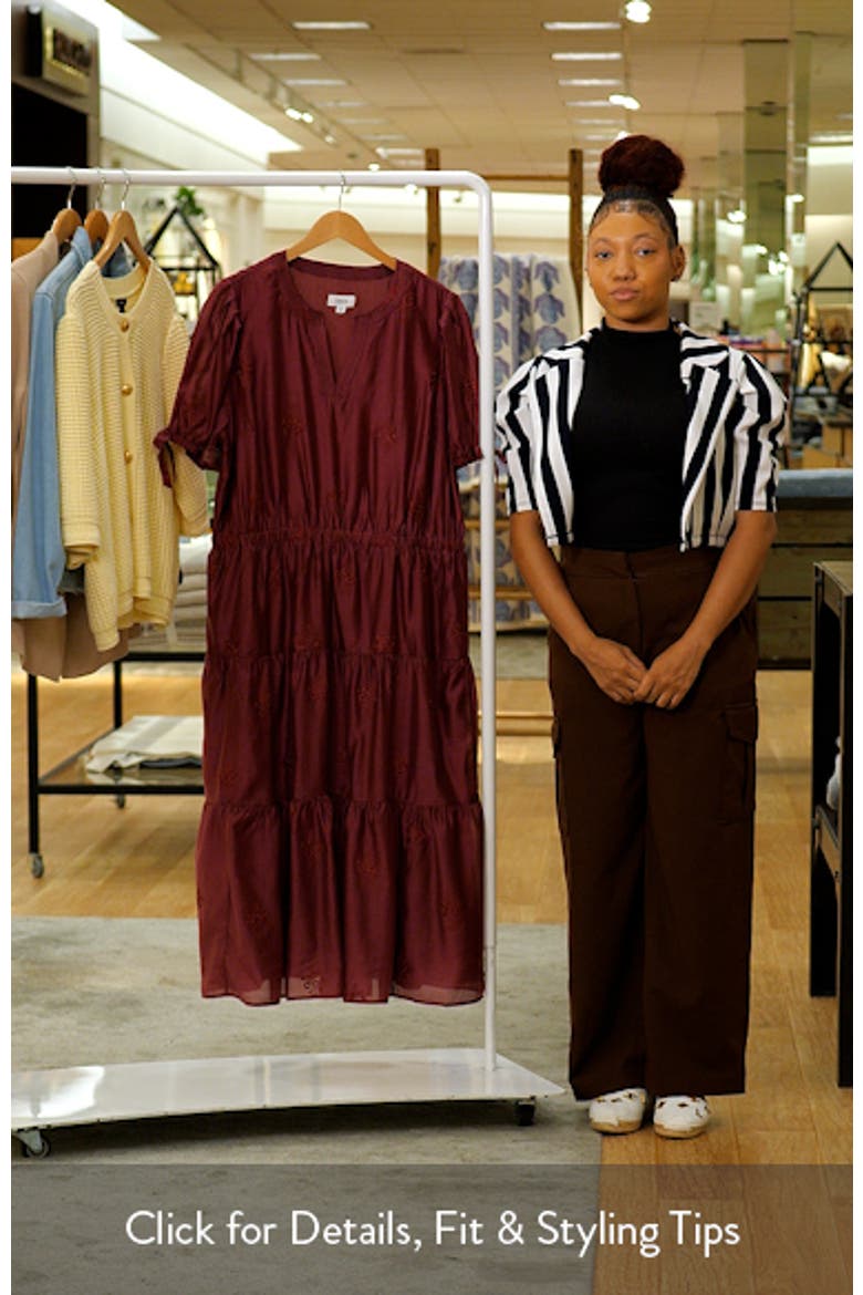 Balloon Sleeve Split Neck A-Line Maxi Dress video