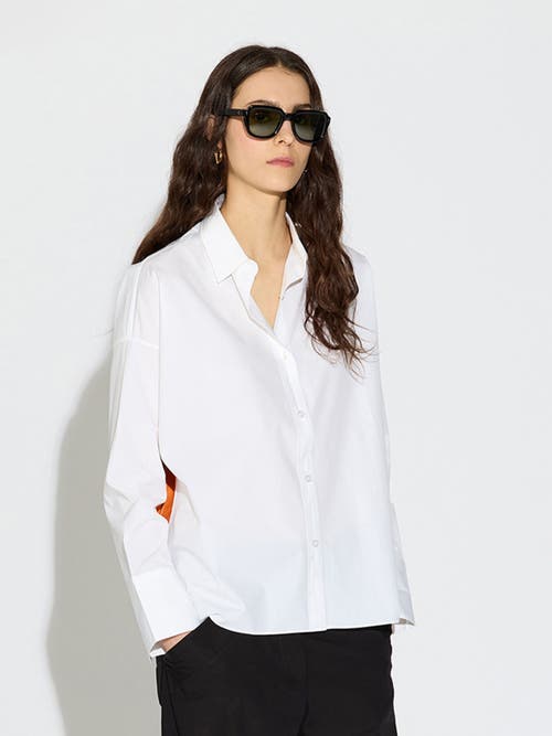 Callas Milano Sirene Poplin Shirt With Silk Twill Lake Como Print Scarf Back In Multi