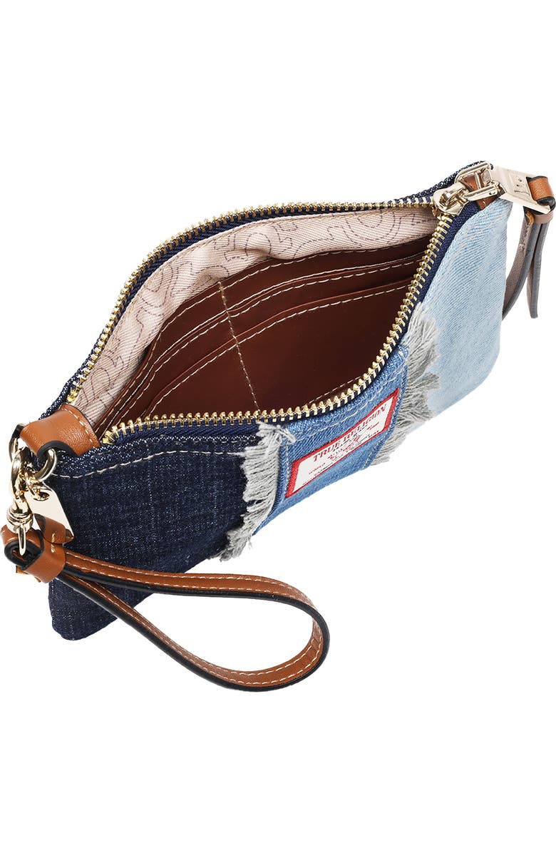 True Religion Frayed Panel Denim Pouch, Alternate, color, Denim/ Blue