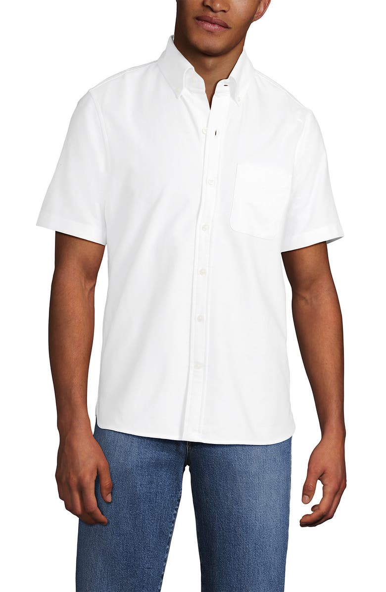 Lands' End Short Sleeve Sail Rigger Shirt, Alternate, color, White