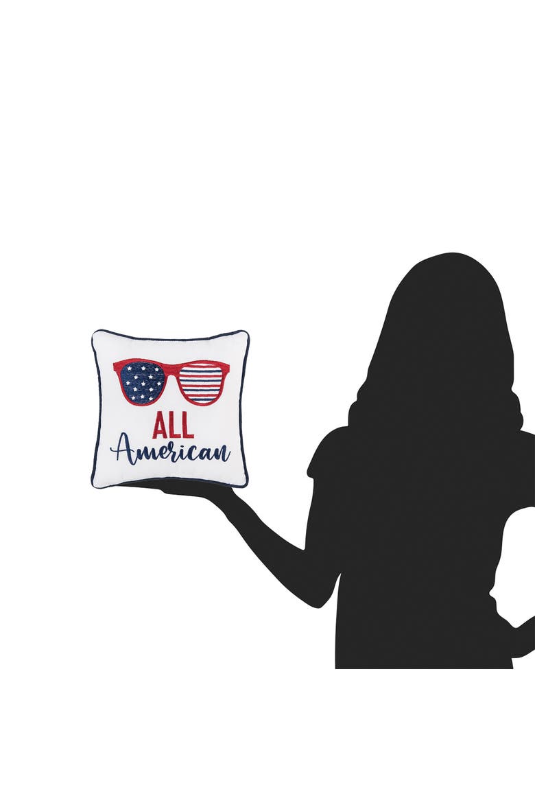 "All American" Sunglasses Mini Accent Pillow, 10" x 10", Alternate, color, White