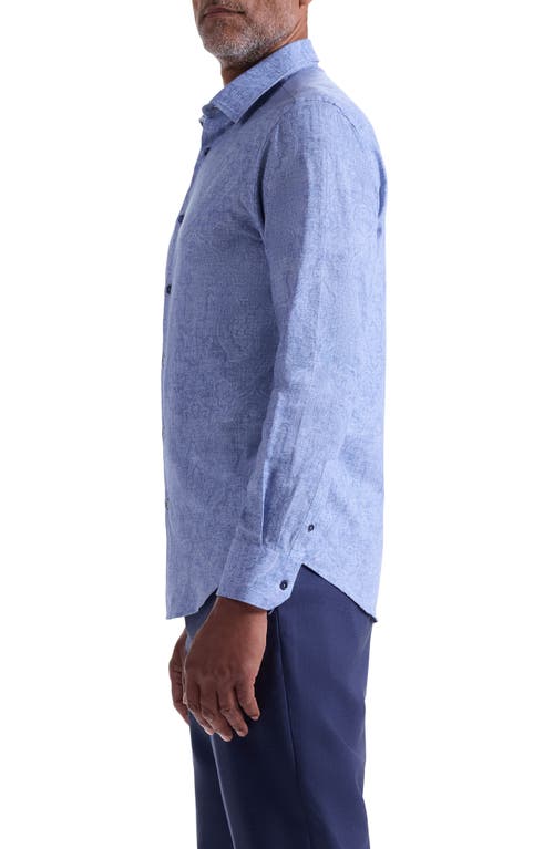 Bugatchi Julian Shaped Fit Paisley Cotton Button-up Shirt In Blue