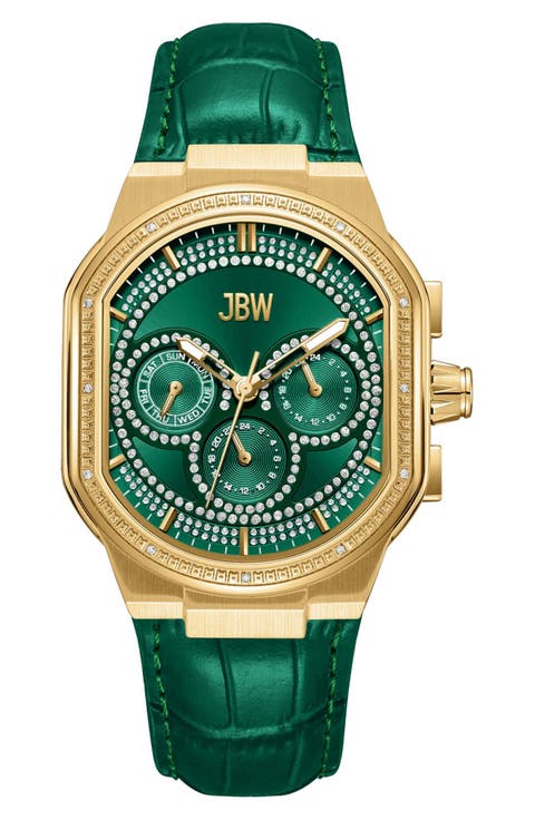 Orion Diamond Leather Strap Watch, 39mm