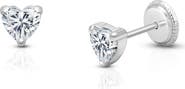 Tiny Blessings 14K Gold 4mm Clear Heart Stud Screw Back Earrings