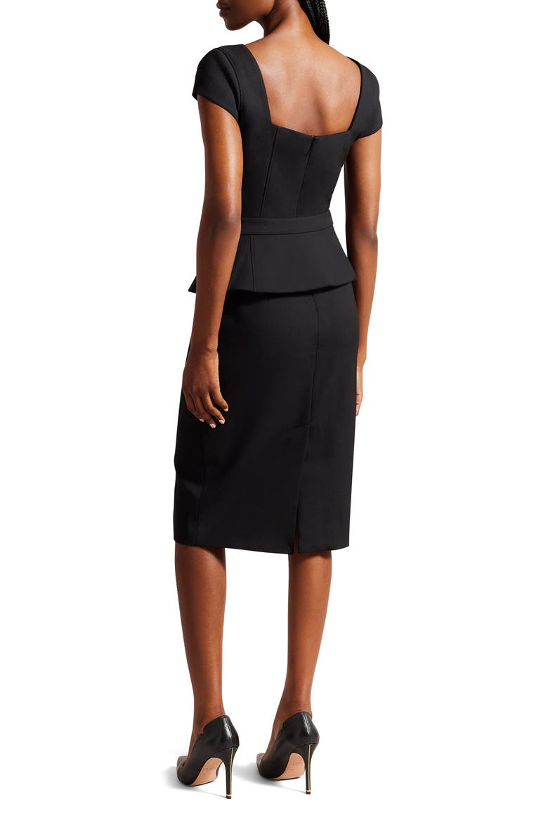 Fleuurr Square Neck Belted Sheath Dress, Alternate, color, BLACK