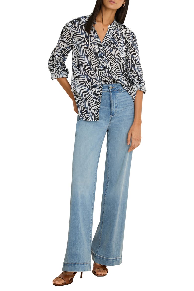 Inked Lines Button-Up Shirt, Alternate, color, INDIGO MULTI
