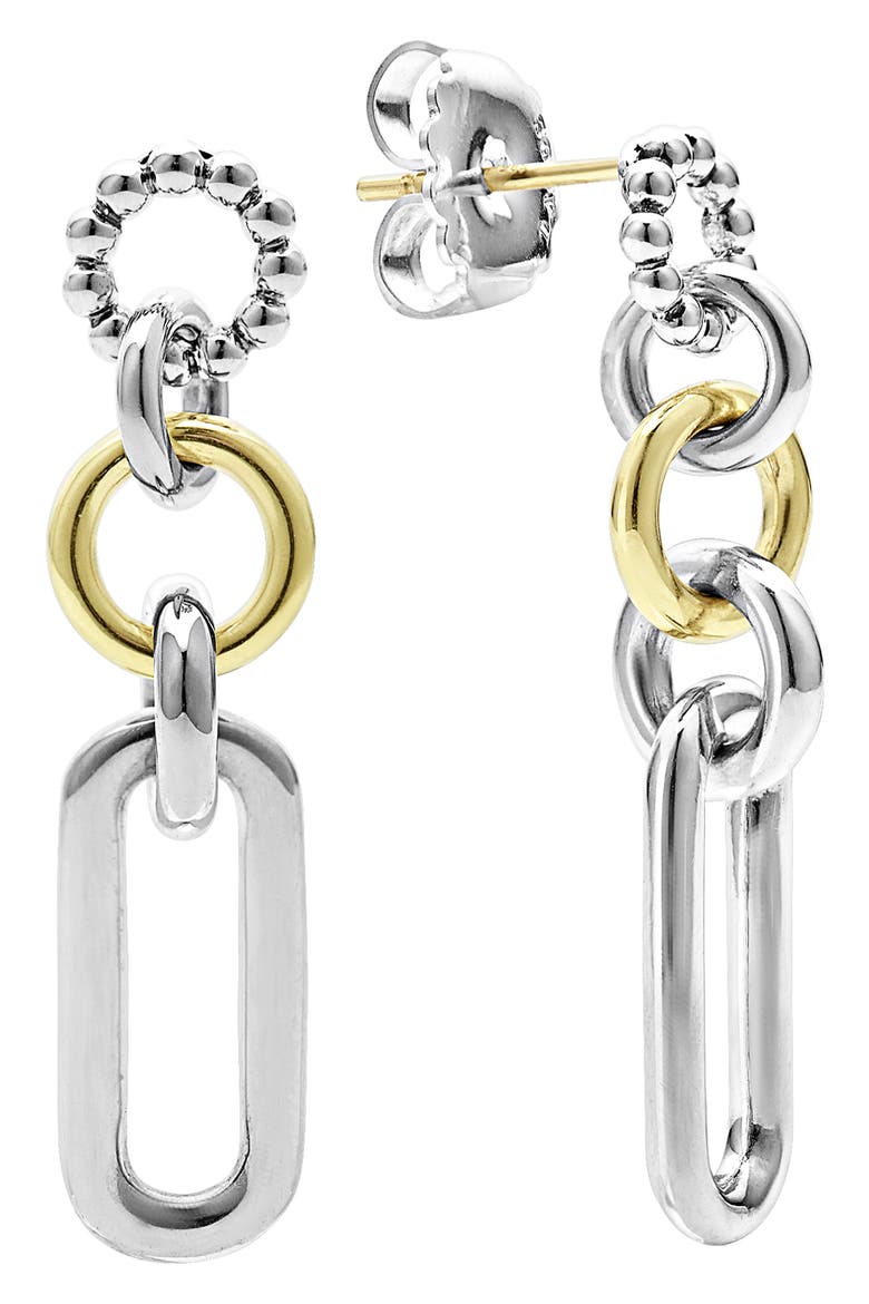 Signature Caviar Link Drop Earrings, Alternate, color, SILVER GOLD