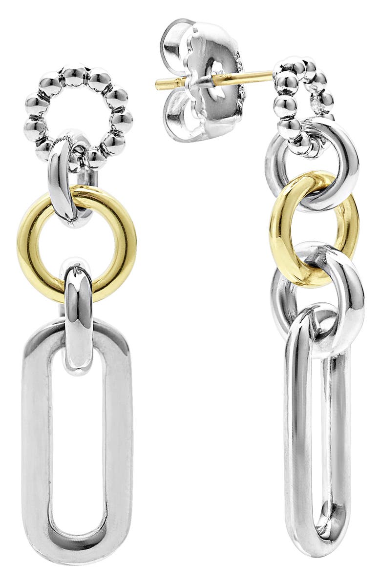 LAGOS Signature Caviar Link Drop Earrings, Alternate, color, Silver Gold
