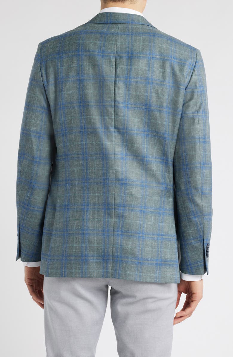 Peter Millar Hyperlight Soft Plaid Slub Wool & Silk Blend Sport Coat, Alternate, color, Green