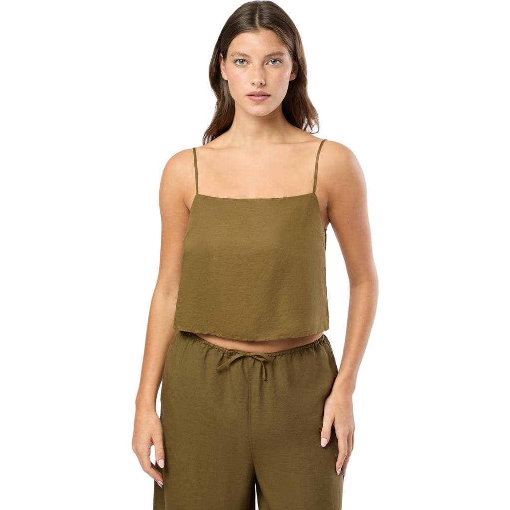 Onia Air Linen-blend Square Neck Tank In Olive