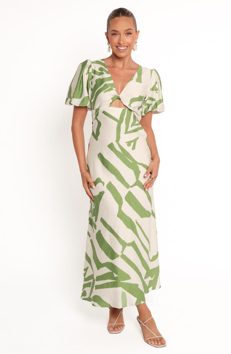 Petal & Pup Ginevra A-Line Maxi Dress, Alternate, color, Cream/ Green