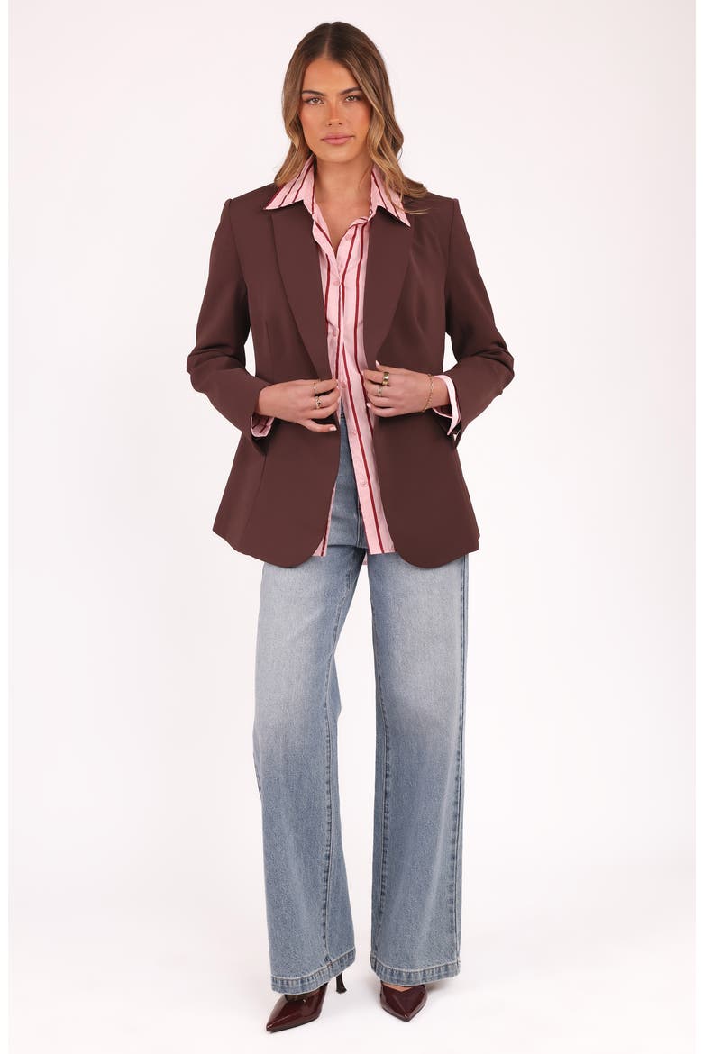 Leo One-Button Blazer, Alternate, color, CHOCOLATE BROWN