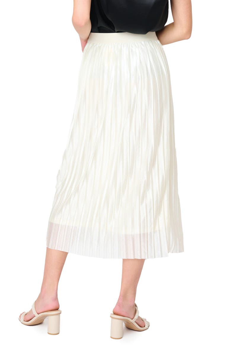 Pleated Satin Midi A-Line Skirt, Alternate, color, IVORY