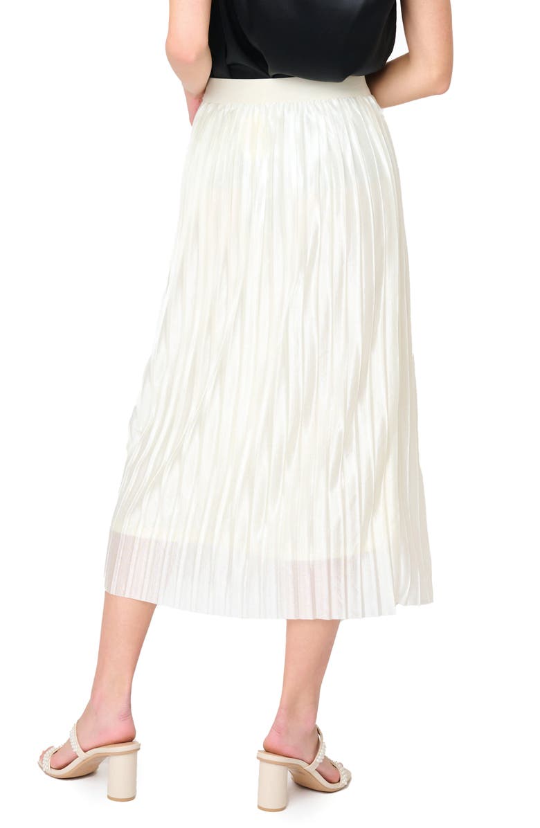 GIBSONLOOK Pleated Satin Midi A-Line Skirt, Alternate, color, Ivory